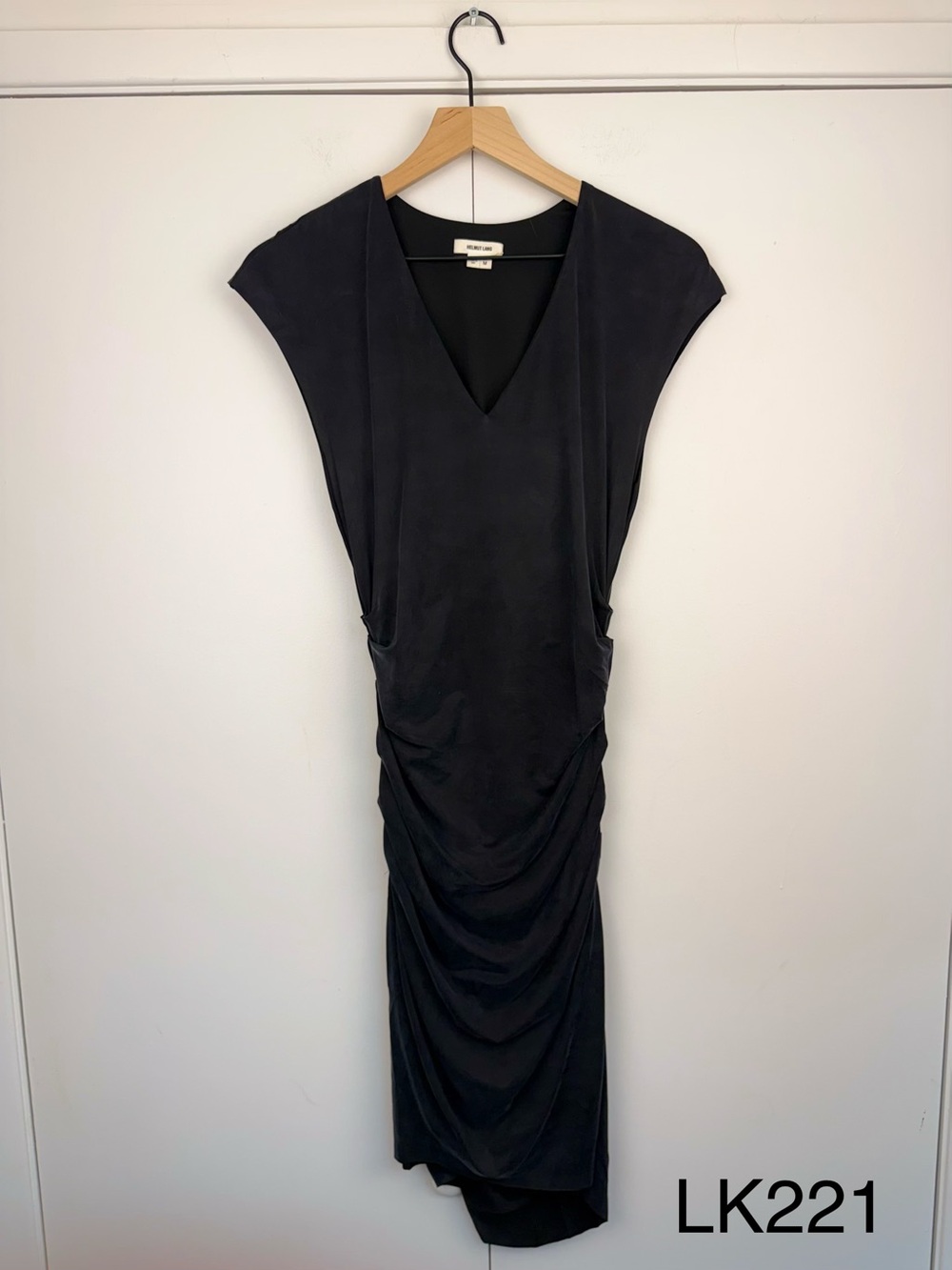 Helmut Lang Torrent Side Ruched Dress Black M